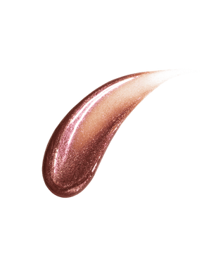 A smear of Gloss Bomb Universal Lip Luminizer in the shade Hot Chocolit Fantasy on a white background.
