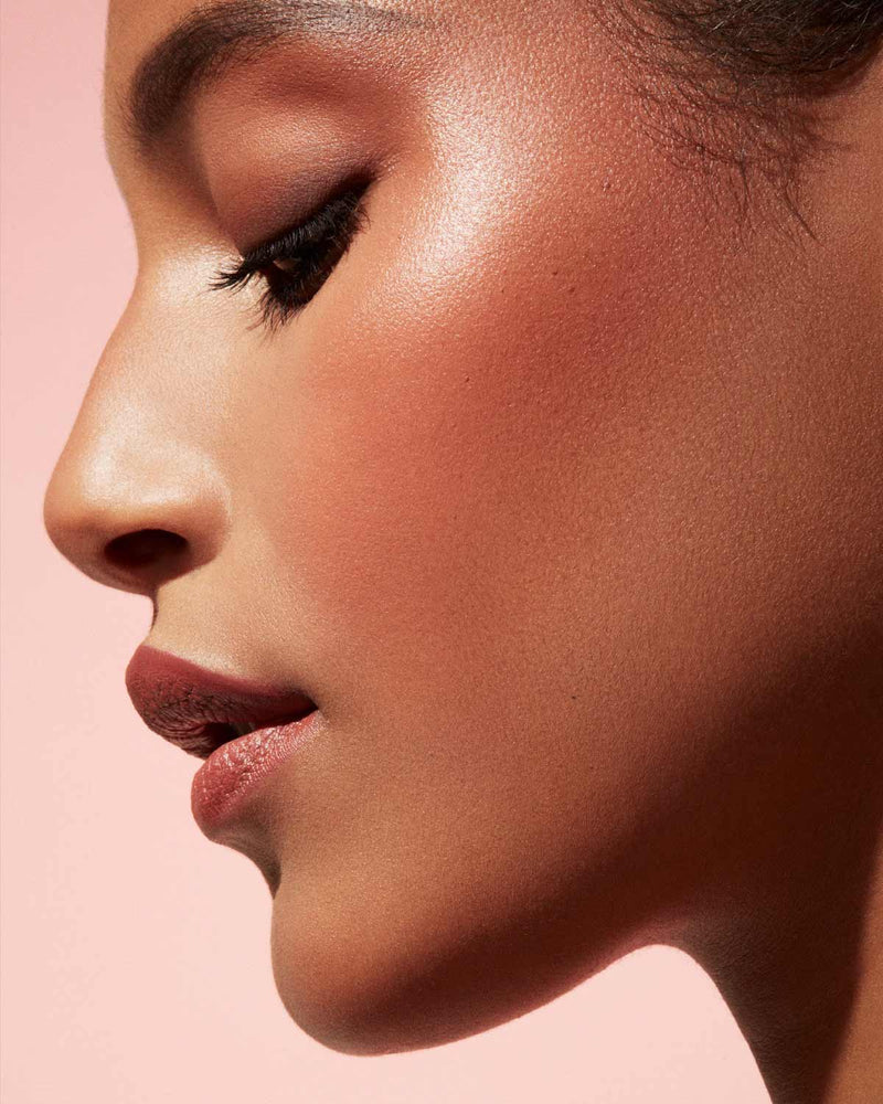 Cheeks Out Freestyle Cream Blush medium model shown in shade Rose Latte