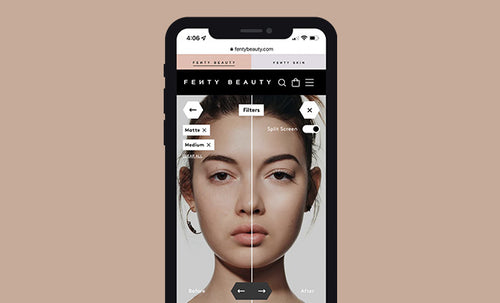 split face model using shade finder to compare her face with and without the foundation split face model using shade finder to compare her face with and without the foundation