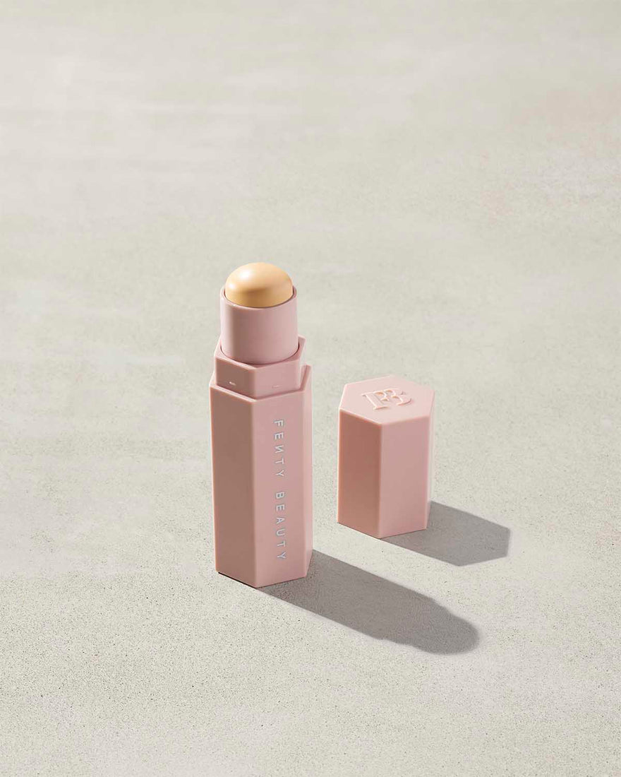 Match Stix Corrector Skinstick shown in shade Banana with open packaging on a concrete background.