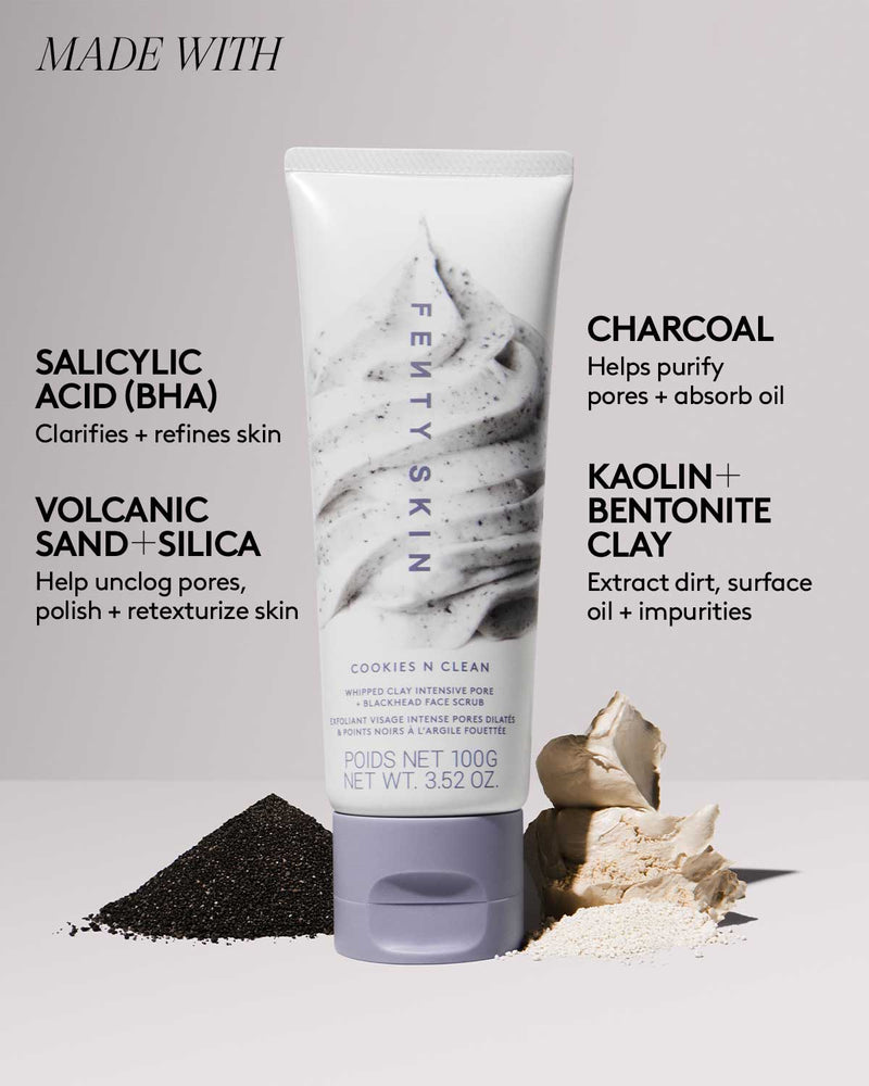 Cookies N Clean Whipped Clay Intensive Pore + Blackhead Face Scrub and Volcanic Sand + Charcoal