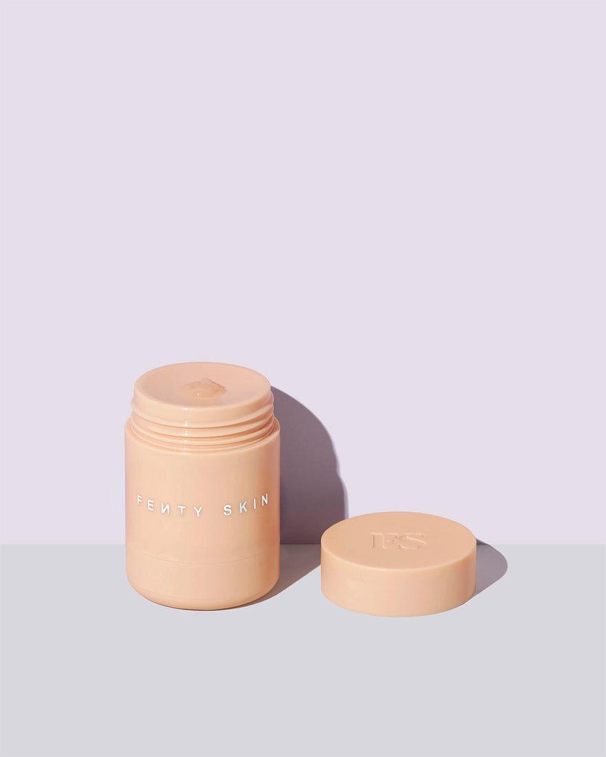An open container of Plush Puddin' lip mask on a lilac background.