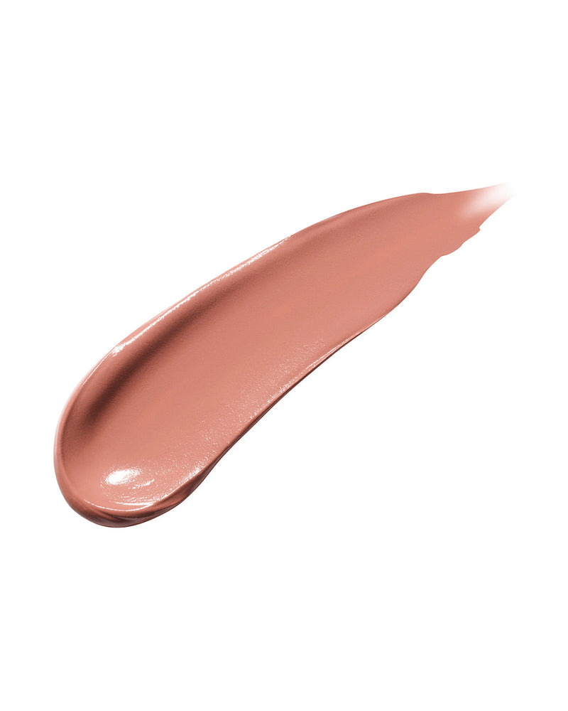 Smear showing the texture of high-pigment Fenty Icon matte lipstick in the neutral pink nude shade, Pose Queen.