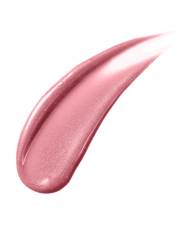 A smear of Gloss Bomb Universal Lip Luminizer in the shade Fu$$y on a white background.