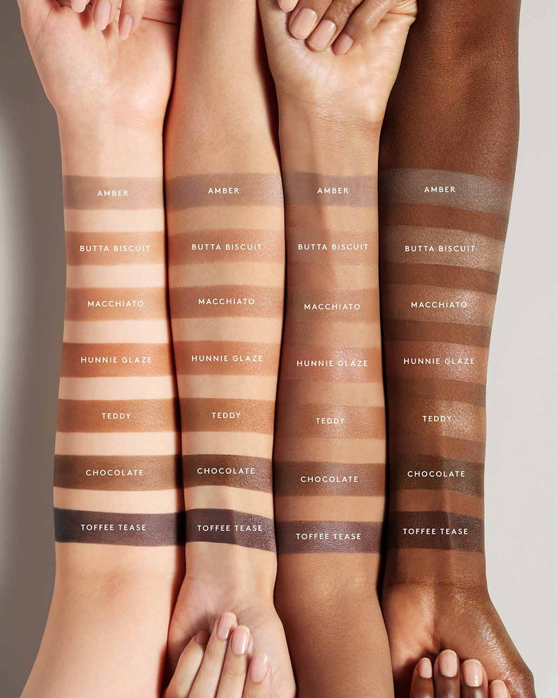 Cheeks Out Freestyle Cream Bronzer in all shades shown on a variety of skin tones