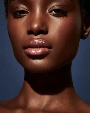 Slip Shine Sheer Shiny Lipstick deep model shown in shade Retro Rose