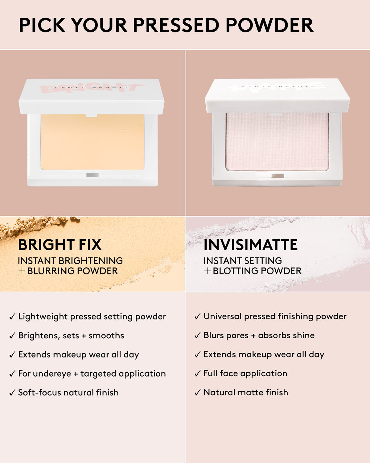 Bright Fix Instant Brightening + Blurring Powder — Peach | Fenty