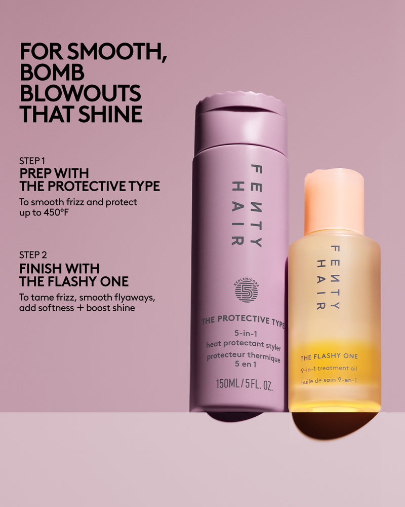 Heat Stylers Bundle: The Protective Type Heat Protectant Styling Cream + The Flashy One Hair Treatment Oil