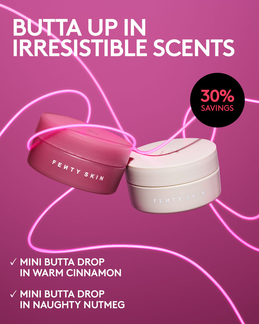 Fenty Skin product with promotional text on a pink background