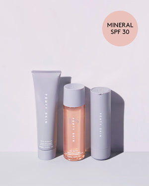 Bundle including face wash, toner, and mineral SPF moisturizer.