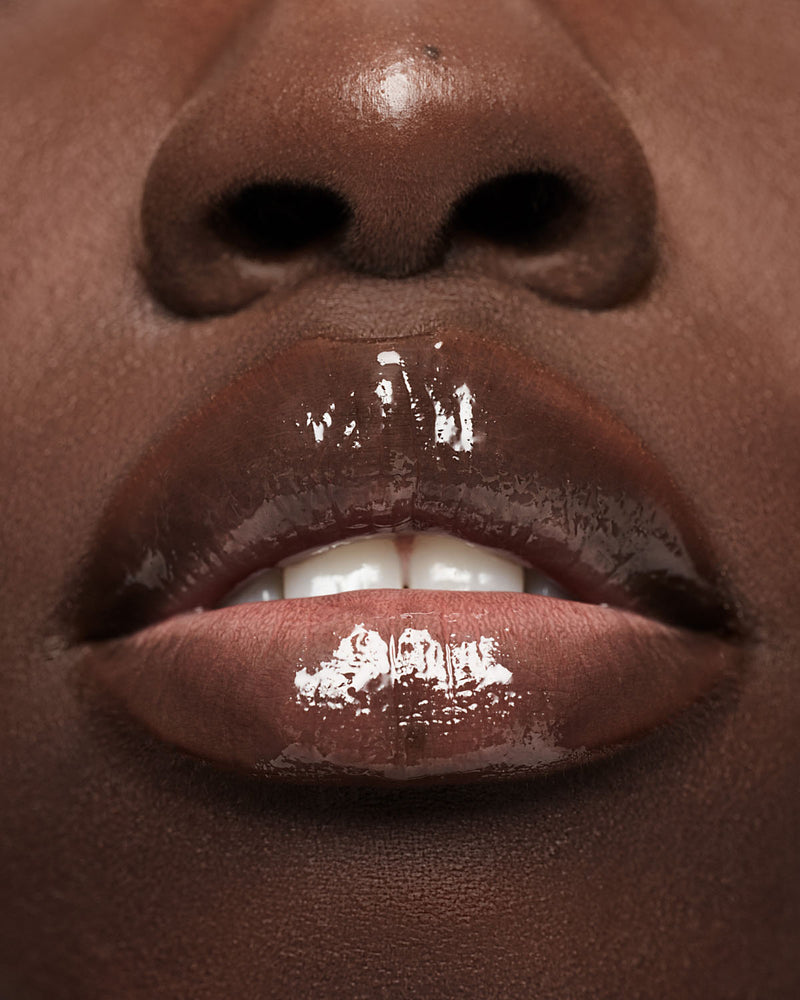 model nyapop wearing fenty treatz in black cherry